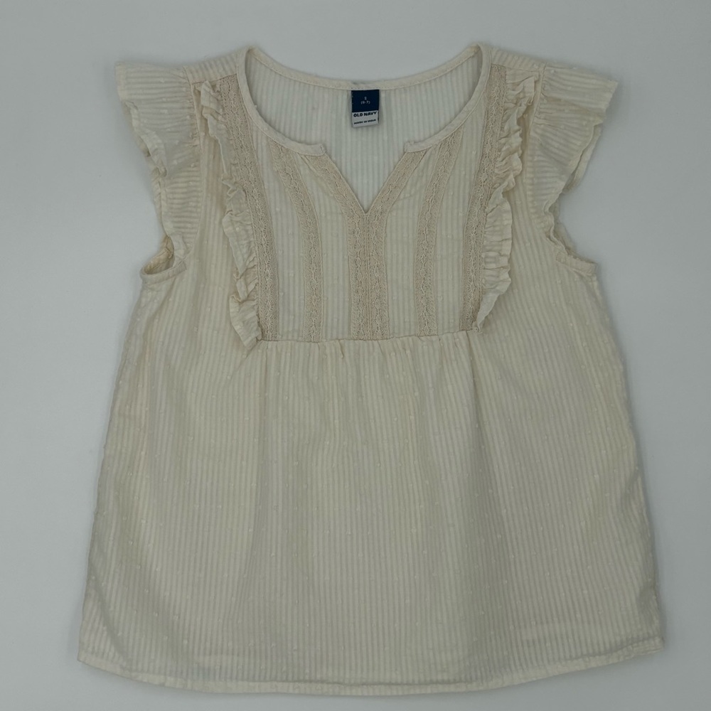 EUC Old Navy Cream Ruffle Blouse